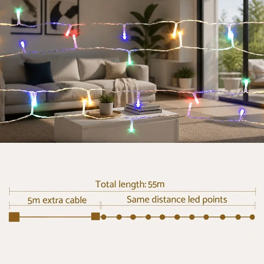 Christmas String Lights Indoor Outdoor 50M 500 LED Multi-Coloured