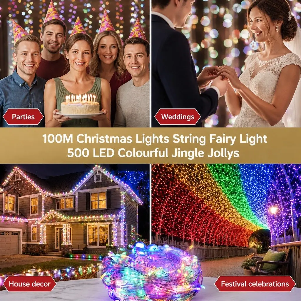 Christmas String Lights Indoor Outdoor 50M 500 LED Multi-Coloured