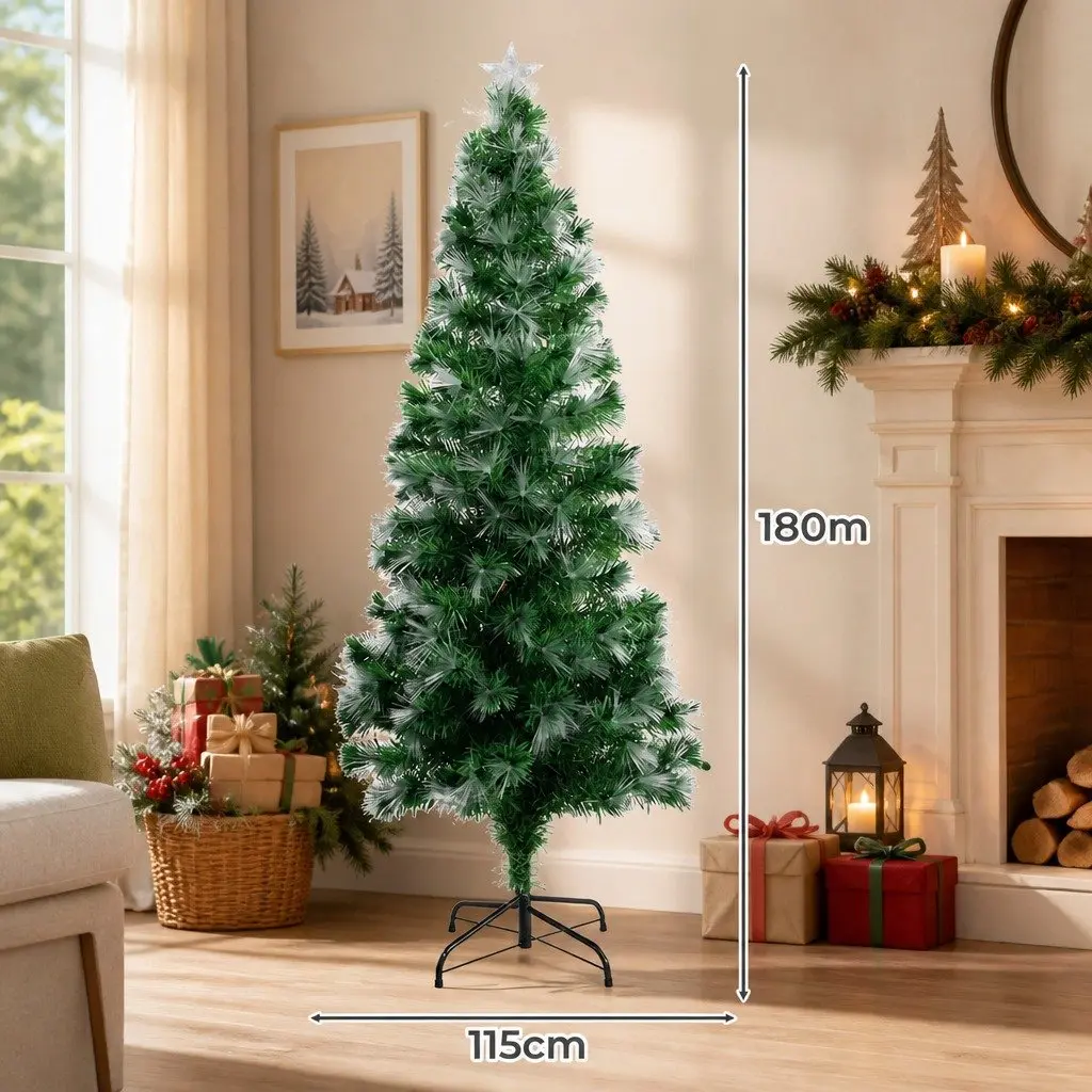 Fiber Optic Christmas Tree for Holiday 1.8M with 8 Flash Modes and PVC Pine Needles