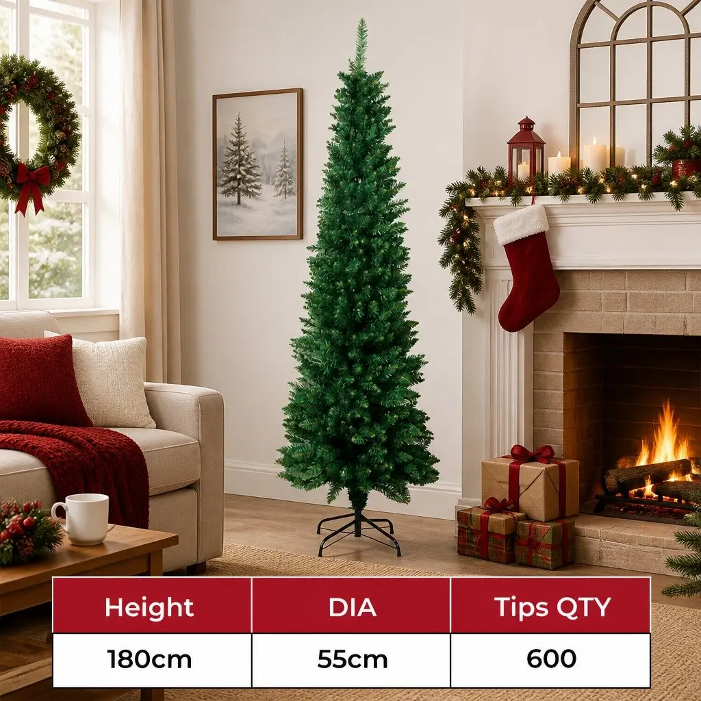 Pencil Christmas Tree Indoor 1.8M Slim Green Decor