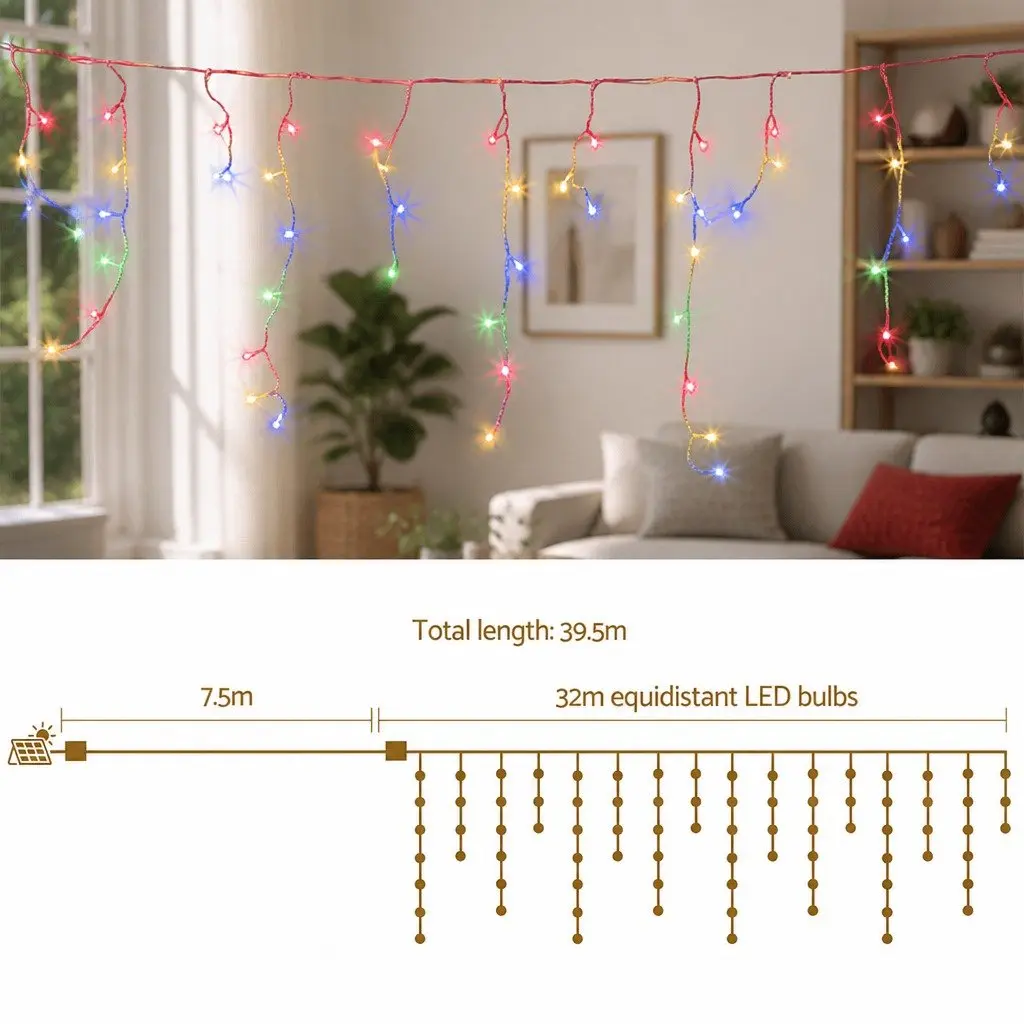 Solar-Powered Icicle Christmas Lights