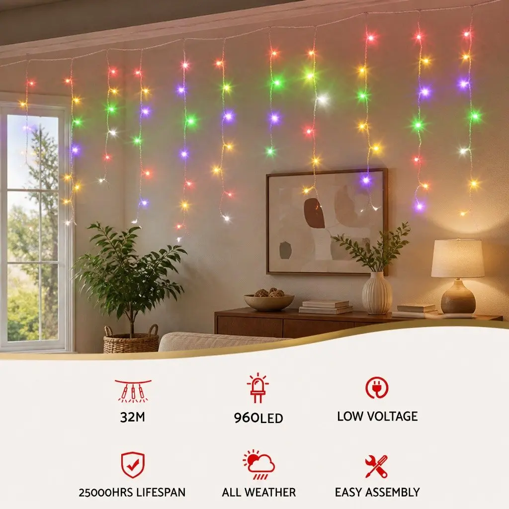 Solar-Powered Icicle Christmas Lights