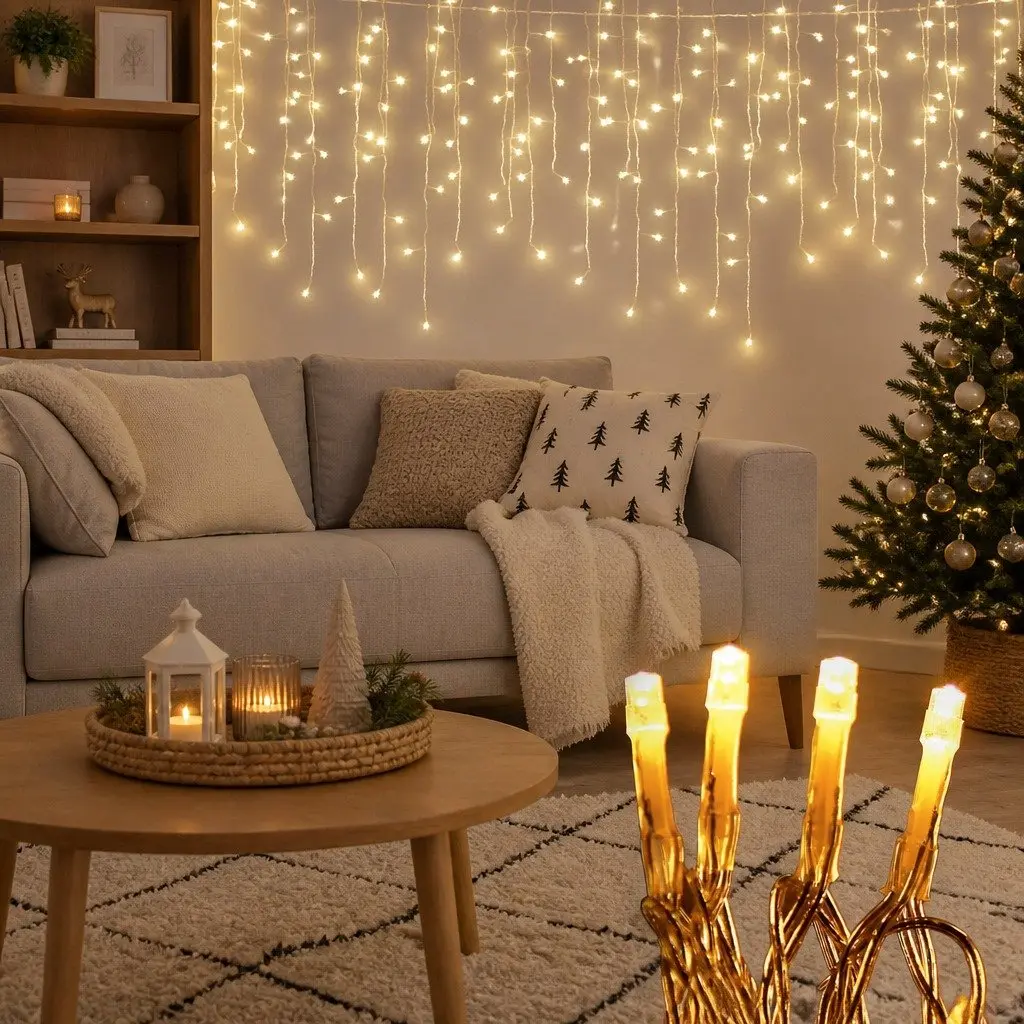 Icicle Christmas Lights Outdoor 32M Warm White 960 LED