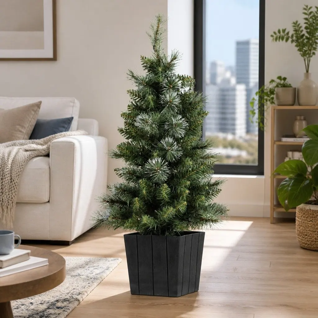 Christmas Potted Tree 90cm LED Lights Indoor Decoration