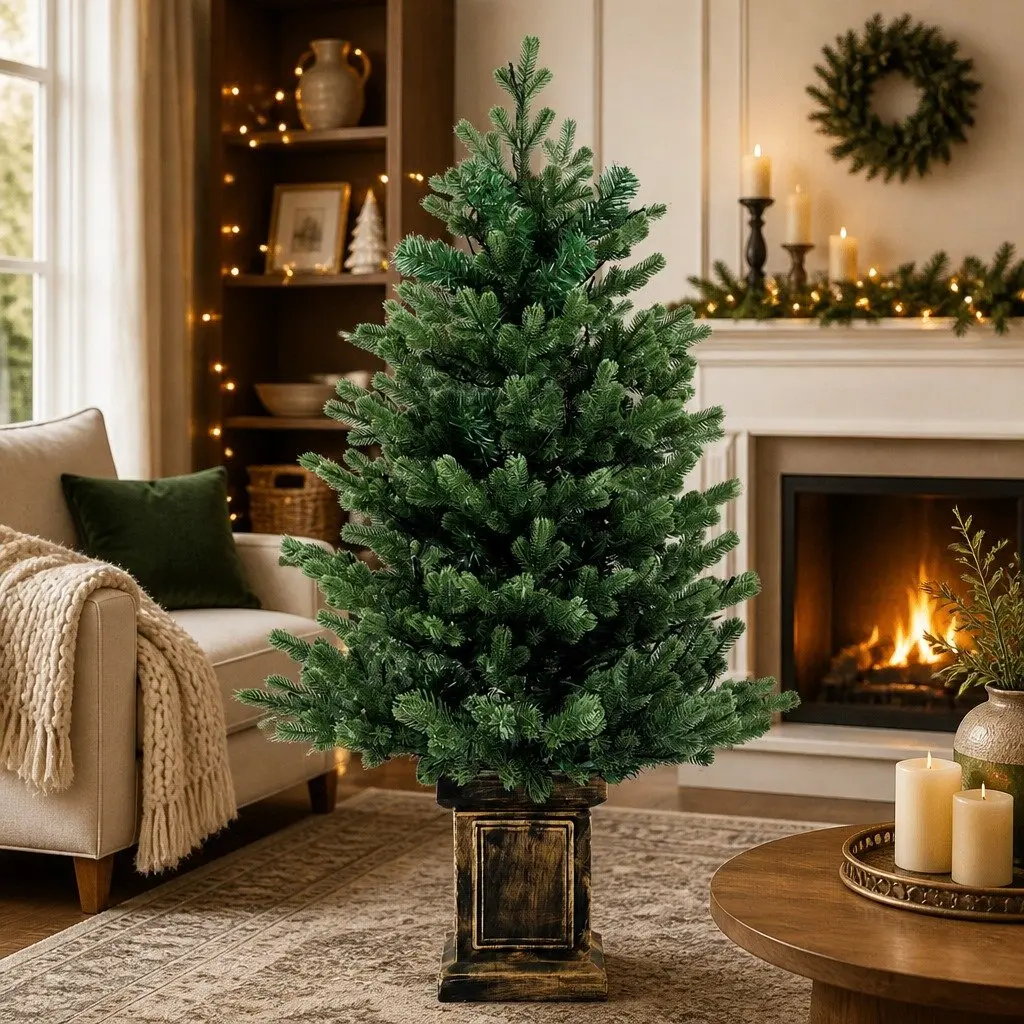Pre-Lit Potted Christmas Tree Living Room 1.2M