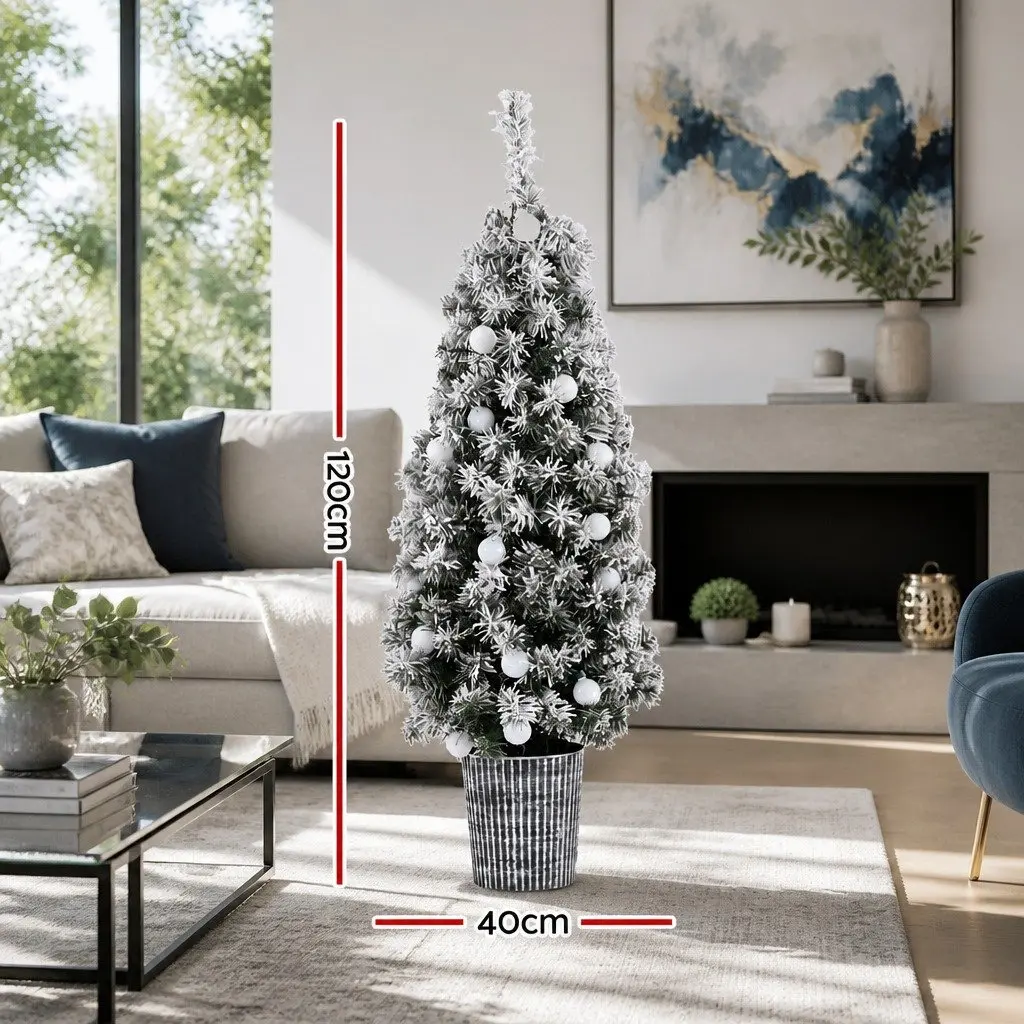 Christmas Tree Indoor 1.2M Potted Green with LED Lights Bucket Base