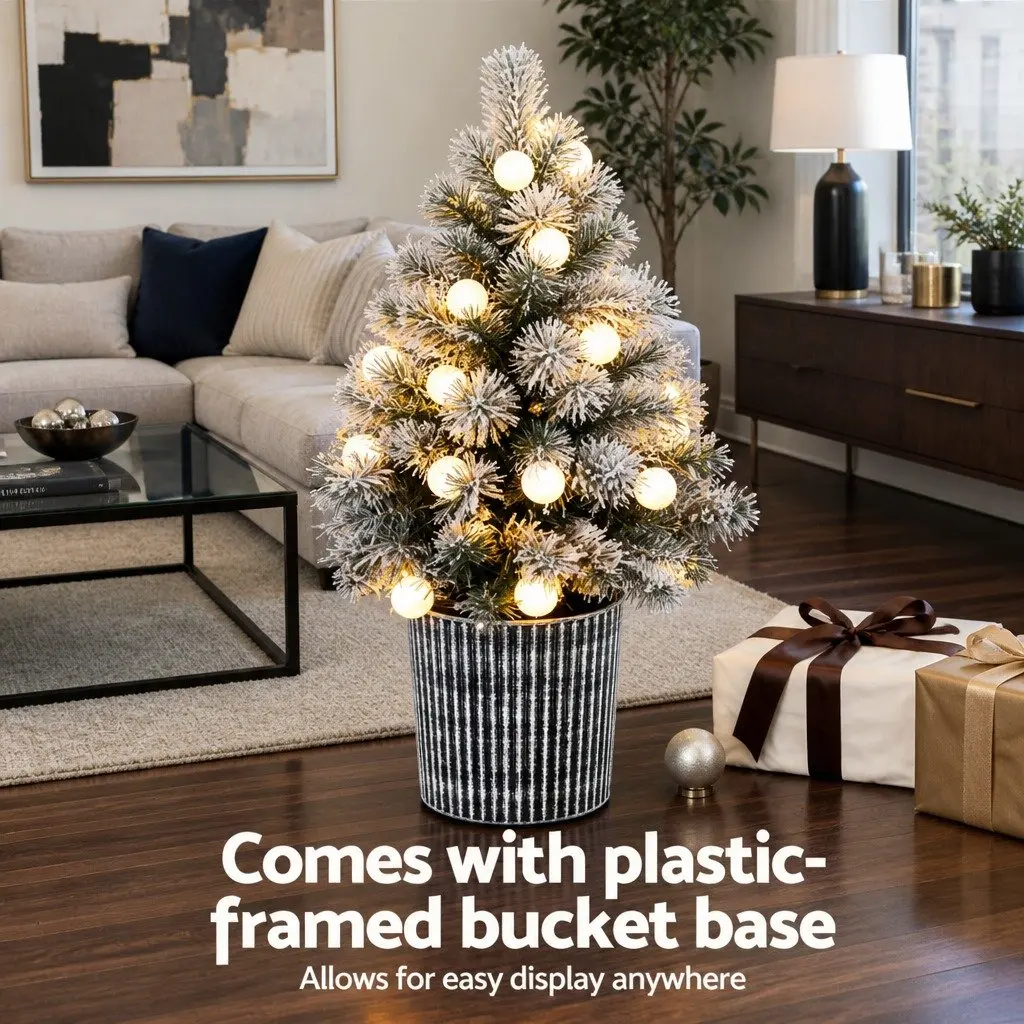 Christmas Tree Indoor 1.2M Potted Green with LED Lights Bucket Base
