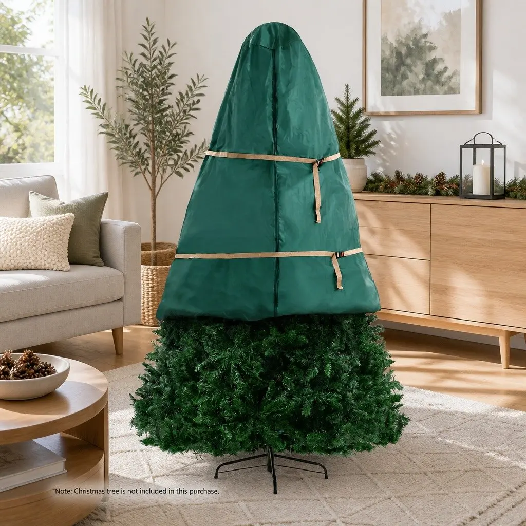 Christmas Tree Storage Bag Fits Up to 9ft Xmas Holiday Protection Green Zippered