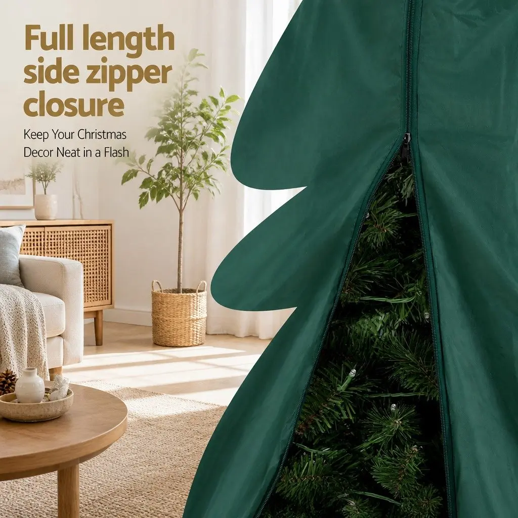 Christmas Tree Storage Bag Fits Up to 9ft Xmas Holiday Protection Green Zippered