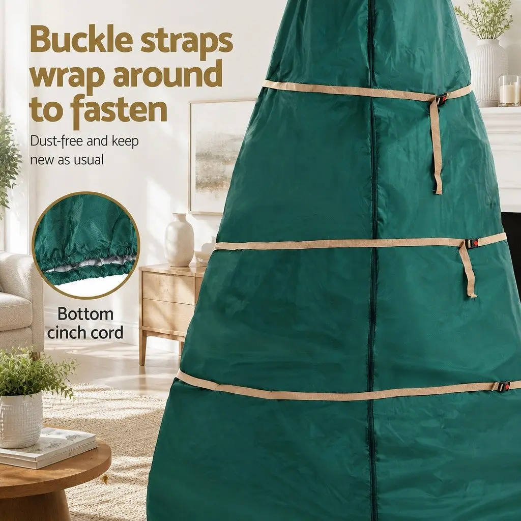 Christmas Tree Storage Bag Fits Up to 9ft Xmas Holiday Protection Green Zippered