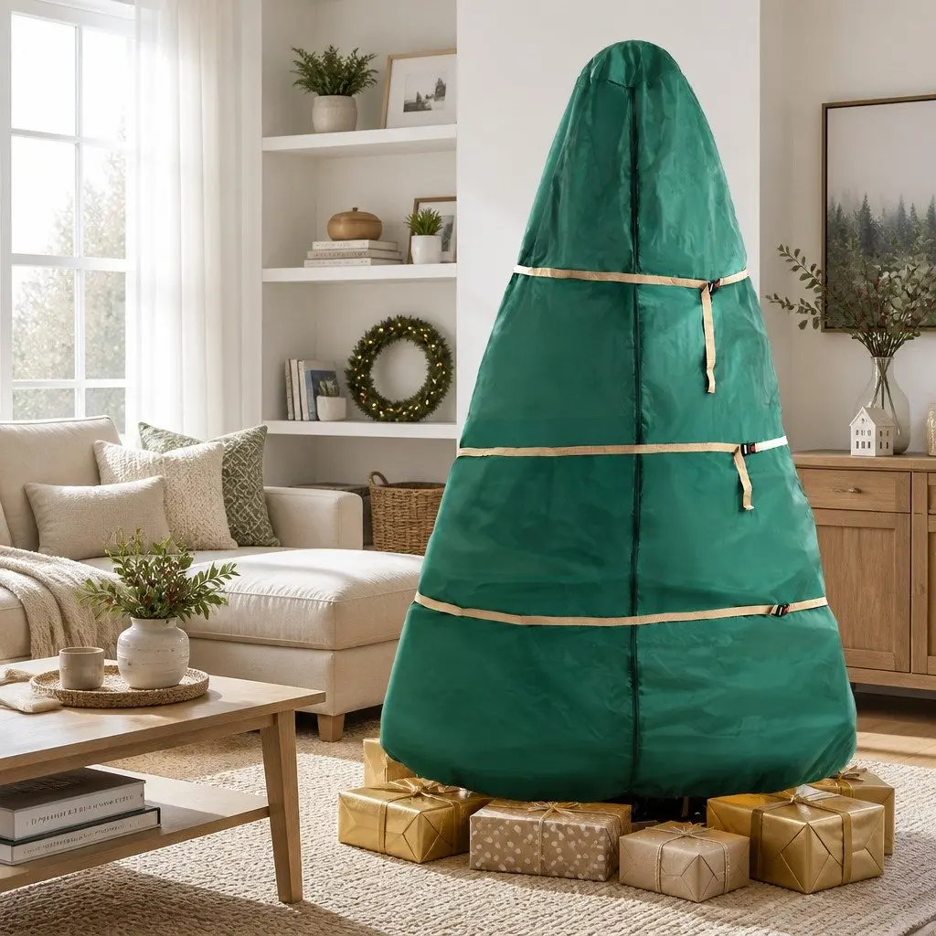 Christmas Tree Storage Bag Fits Up to 9ft Xmas Holiday Protection Green Zippered