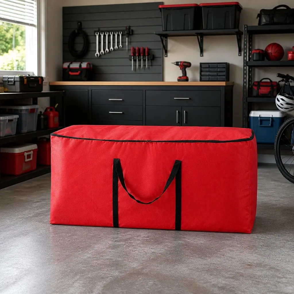 Christmas Tree Storage Bag for Seasonal Use Fits Up to 8ft Red Oxford Fabric