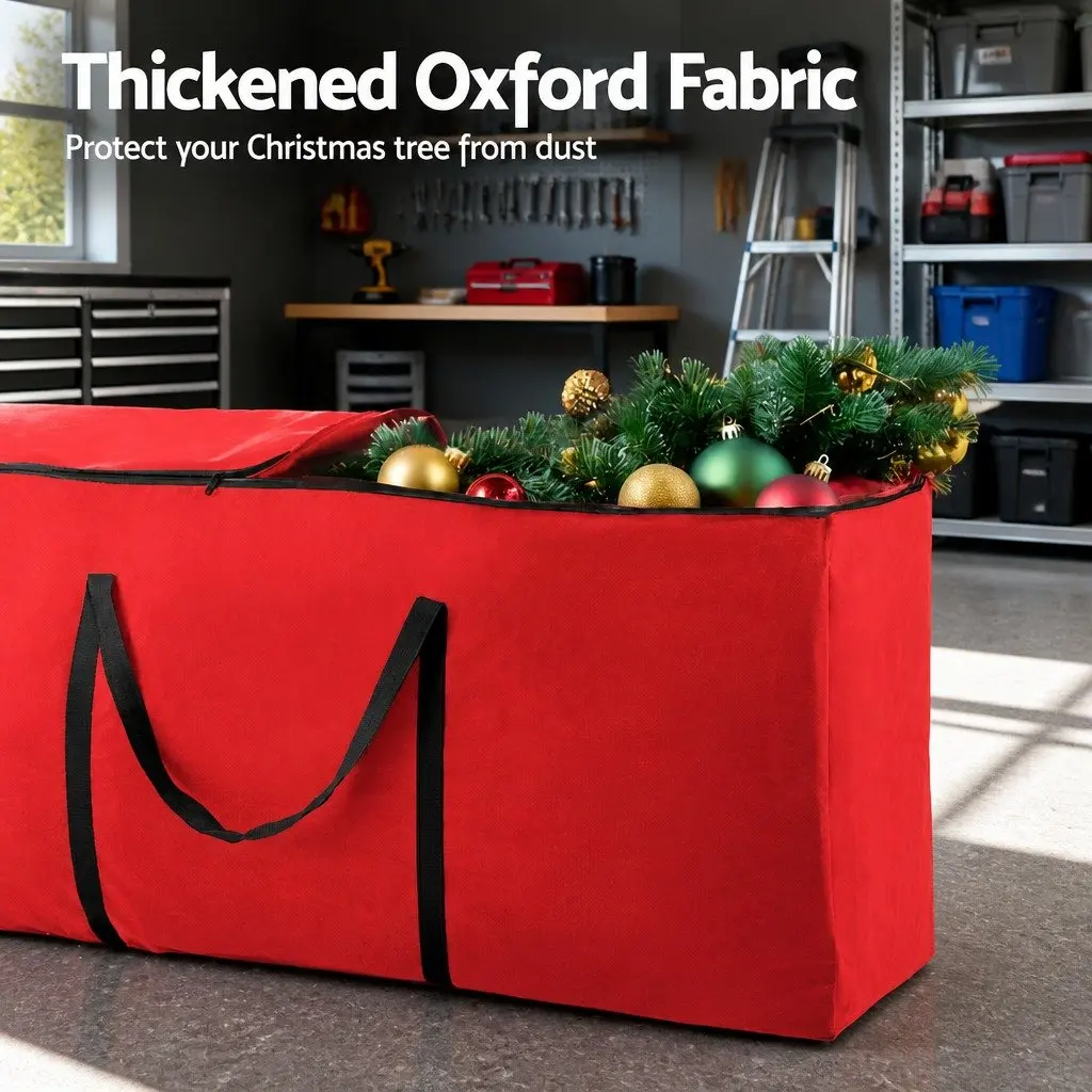 Christmas Tree Storage Bag for Seasonal Use Fits Up to 8ft Red Oxford Fabric