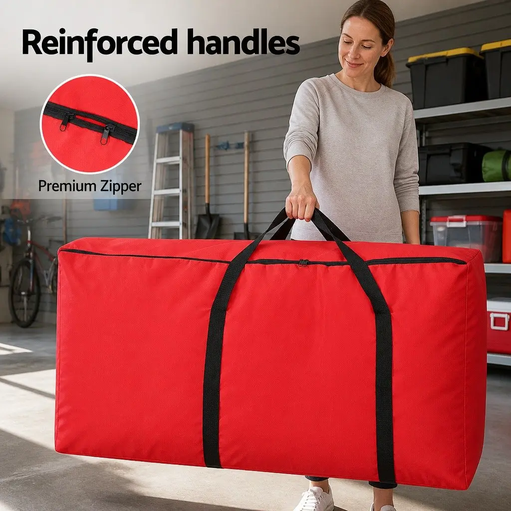 Christmas Tree Storage Bag for Seasonal Use Fits Up to 8ft Red Oxford Fabric