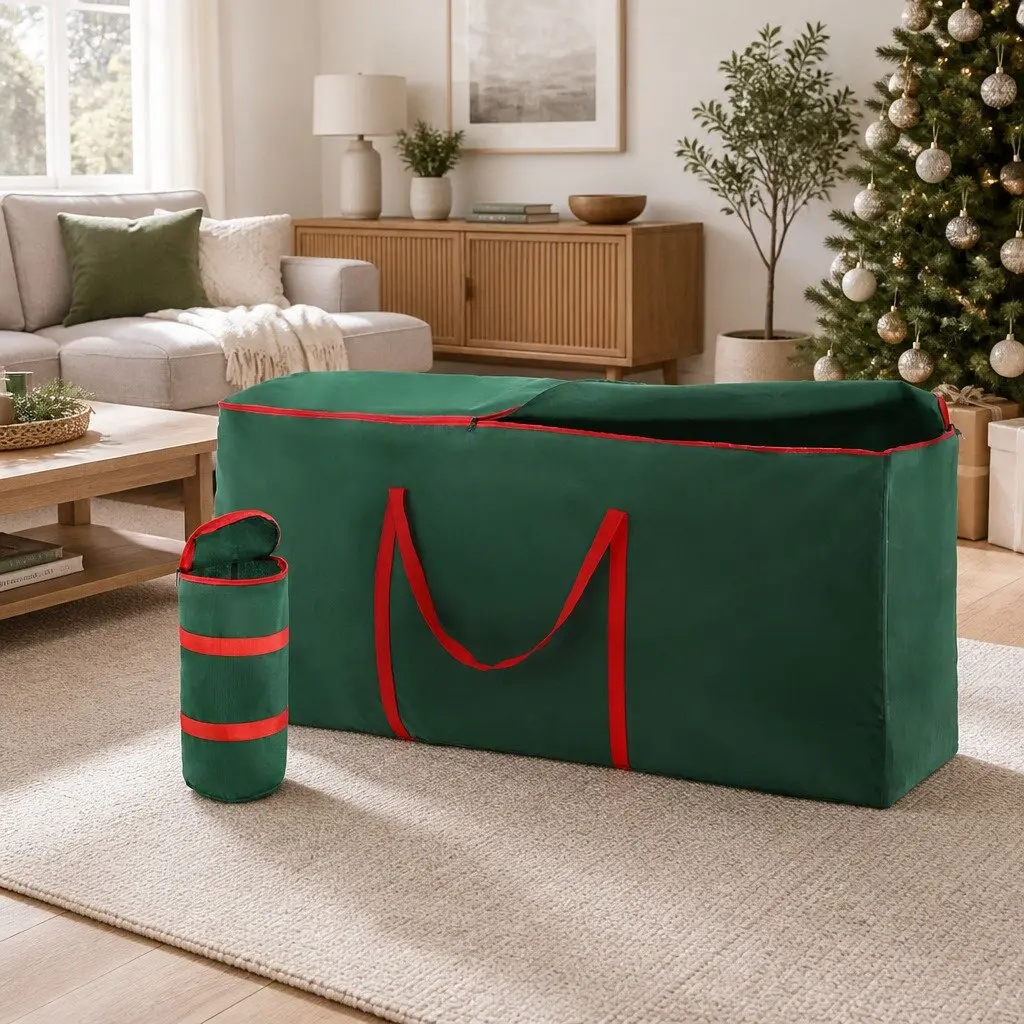 Christmas Tree Storage Bag Set Green Baubles Ornaments Container Organization