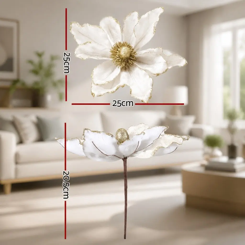 Poinsettia Flower Set for Christmas Decoration 14 Piece White