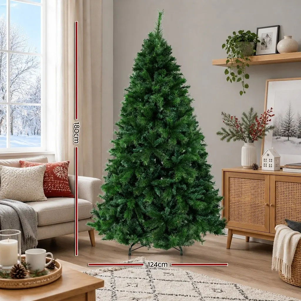1.8M Green Christmas Tree with 1024 Tips and Metal Base