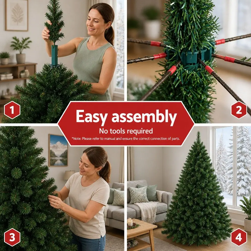 1.8M Green Christmas Tree with 1024 Tips and Metal Base