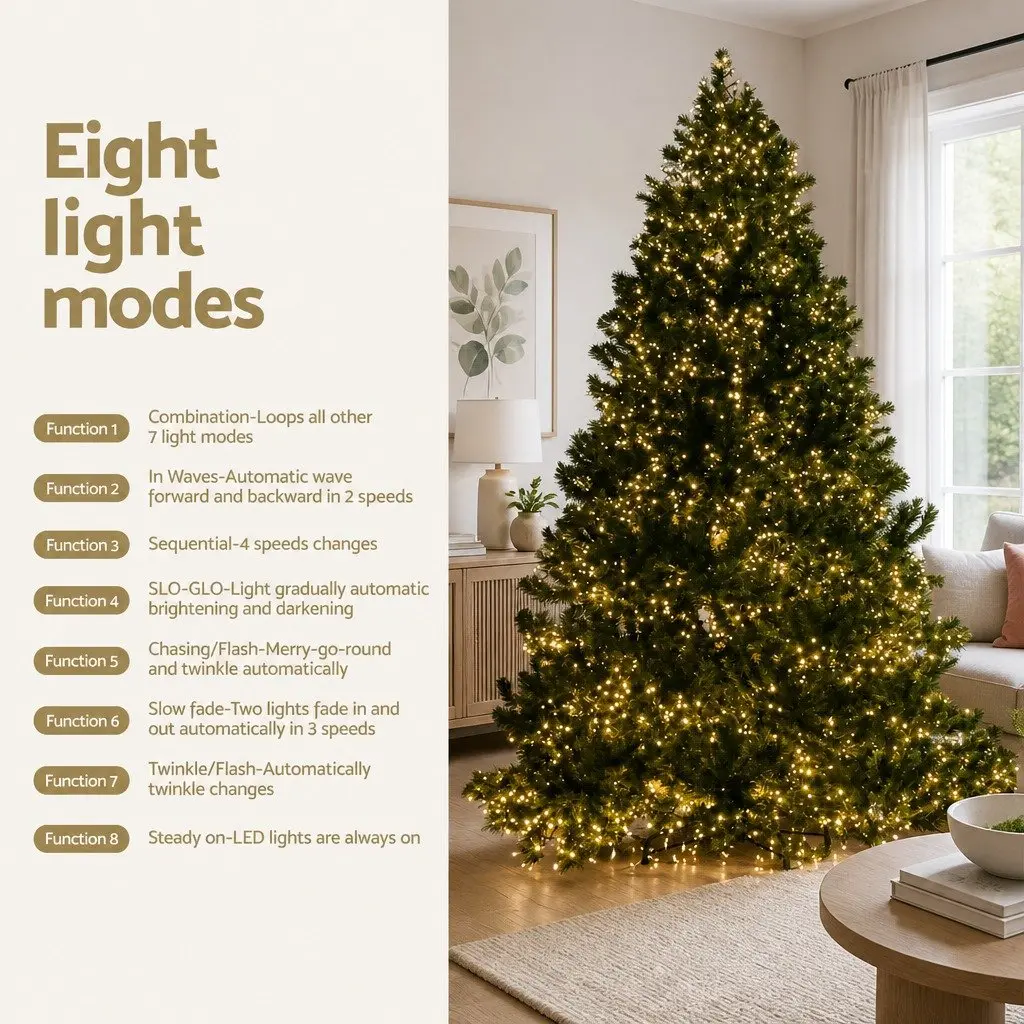 Christmas Tree 1.8M Xmas Pre-Lit Tree 1980 LEDs 8 Light Mode Green Decoration