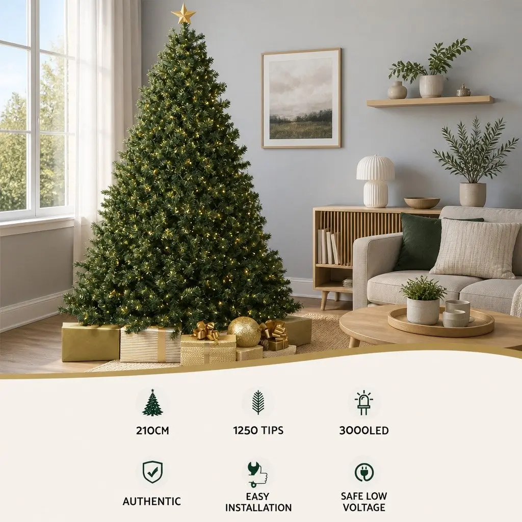 Outdoor Christmas Tree 7FT Green Prelit with 3000 Warm White LED Lights