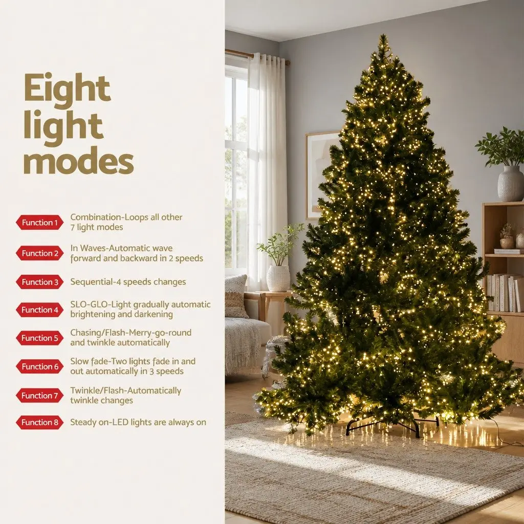 Outdoor Christmas Tree 7FT Green Prelit with 3000 Warm White LED Lights