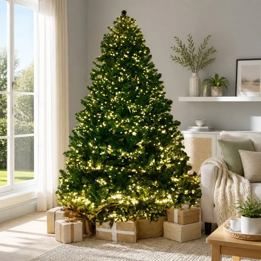Outdoor Christmas Tree 7FT Green Prelit with 3000 Warm White LED Lights