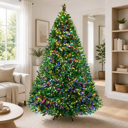 7FT Christmas Tree: 2800 LED Lights, Metal Stand & PVC Tips