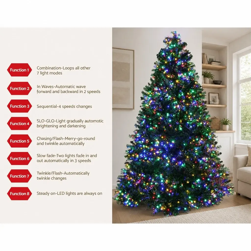 Pre-Lit Christmas Tree Home Decor 2.1m Green with 2800 LED Lights and 8 Modes