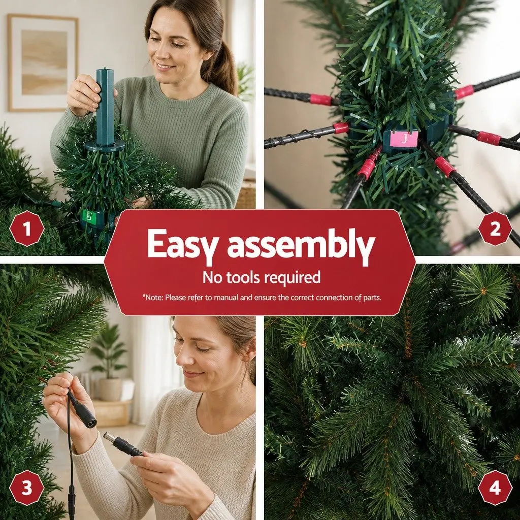 Christmas Tree 2.4M Pre-Lit Xmas Tree 3190 LEDs 8 Light Mode Indoor Decoration