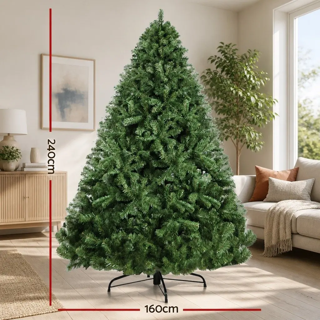 Christmas Tree 2.4M Green Xmas Fir Tree 1500 Tips Artificial Holiday Decoration