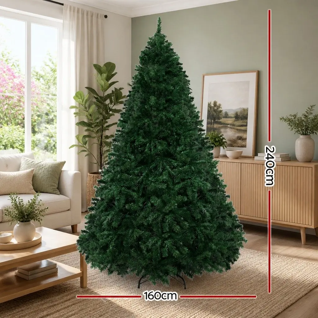 Pre-Lit Christmas Tree 2.4M Indoor Outdoor 8FT Multi Colour LED