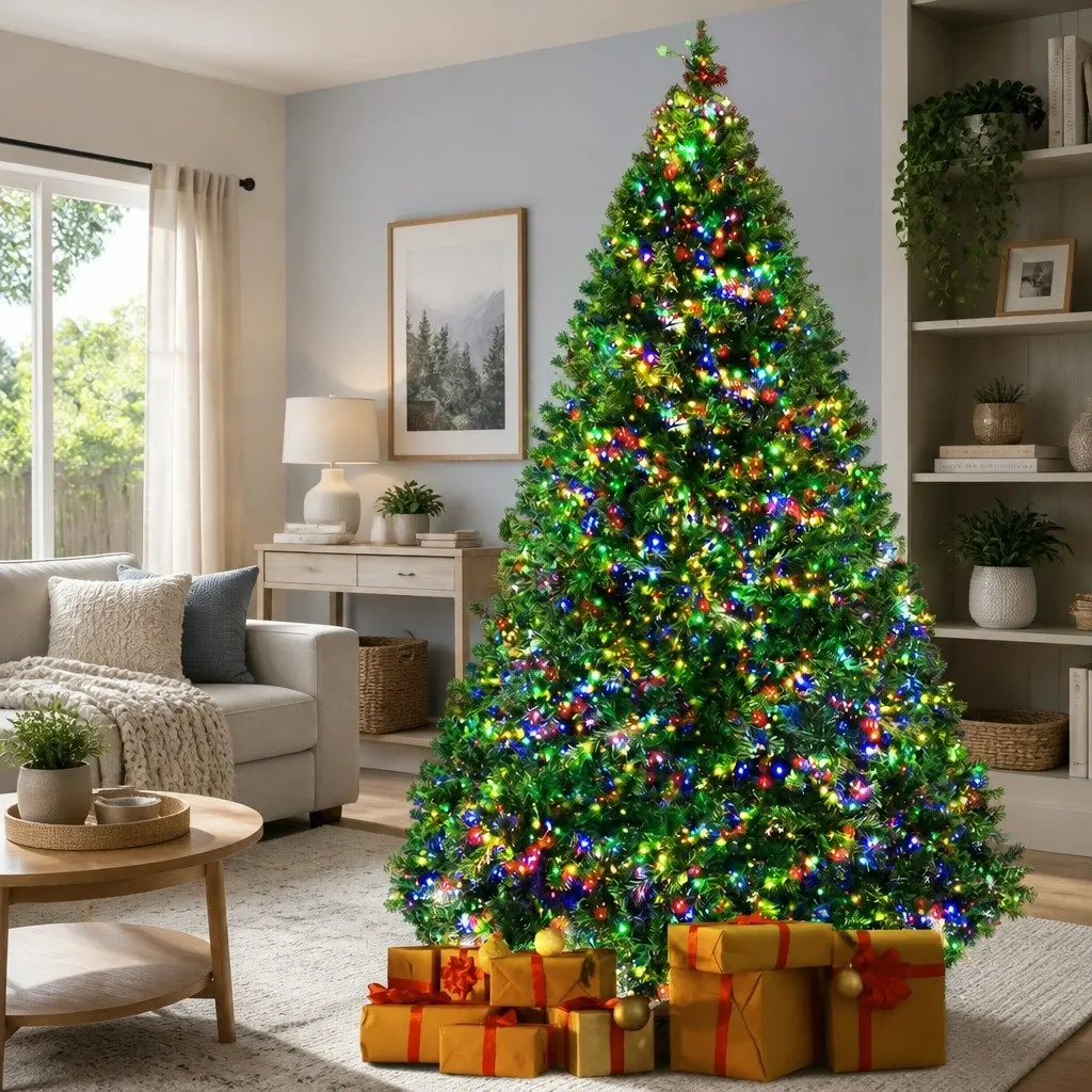 Pre-Lit Christmas Tree 2.4M Indoor Outdoor 8FT Multi Colour LED