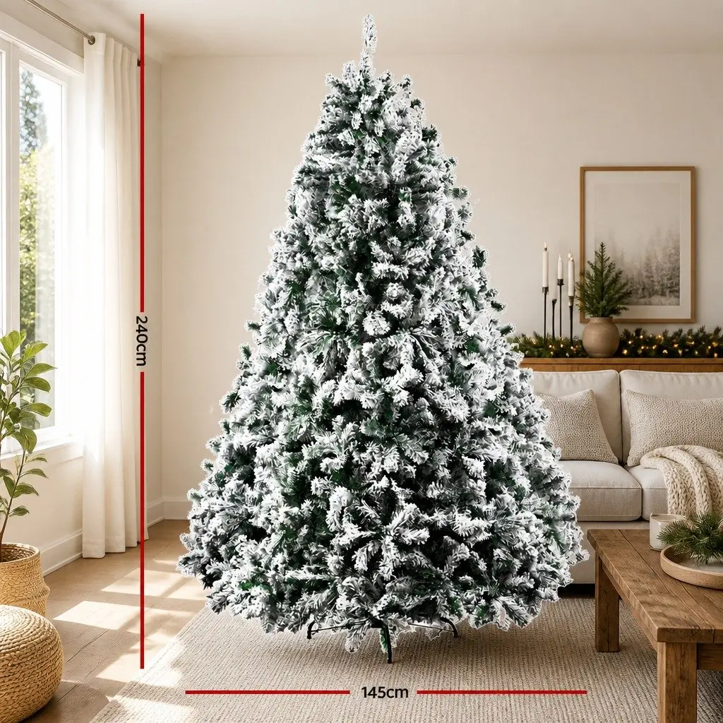 Christmas Tree 8FT Snow Flocked Artificial Green Decorations