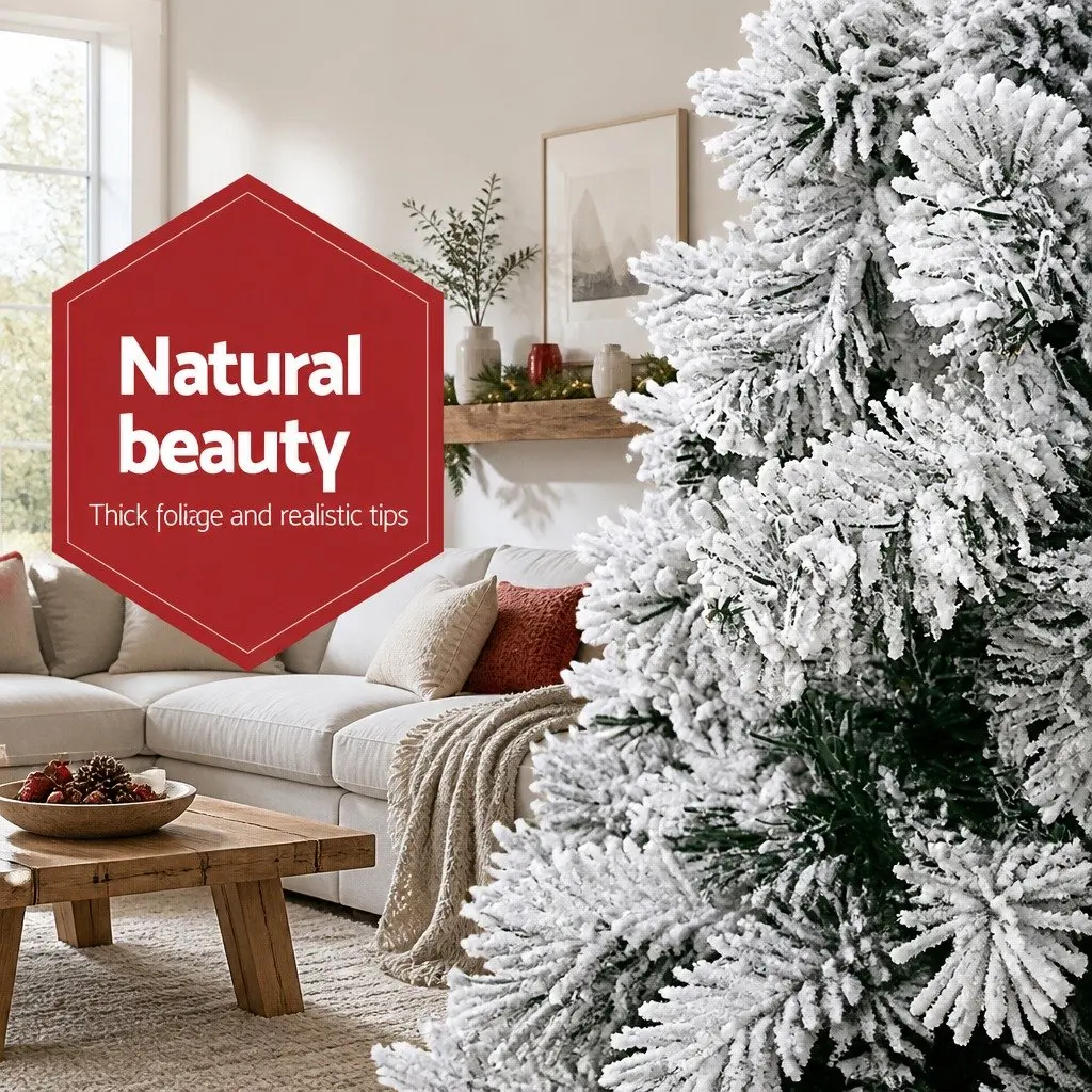 Christmas Tree 8FT Snow Flocked Artificial Green Decorations