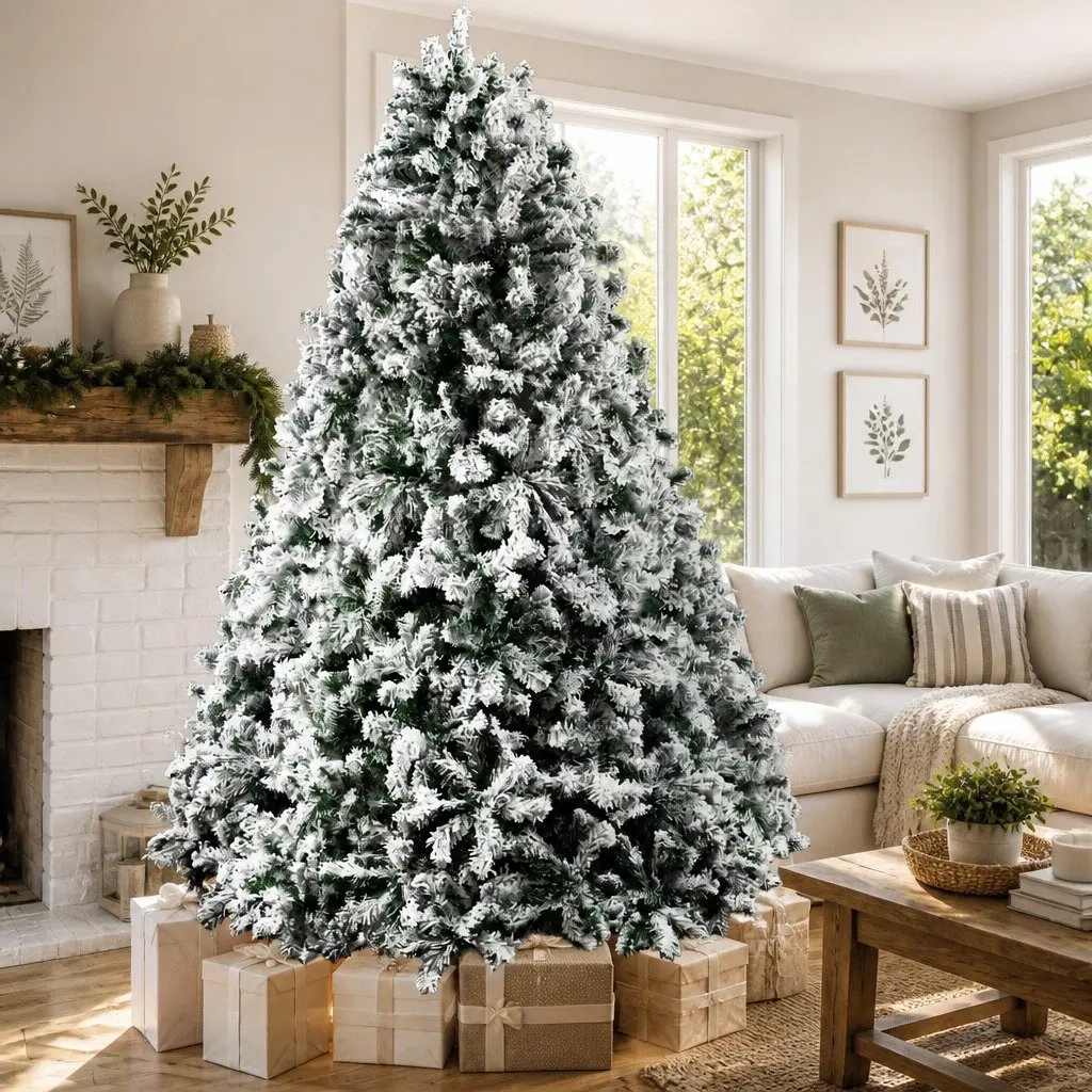 Christmas Tree 8FT Snow Flocked Artificial Green Decorations