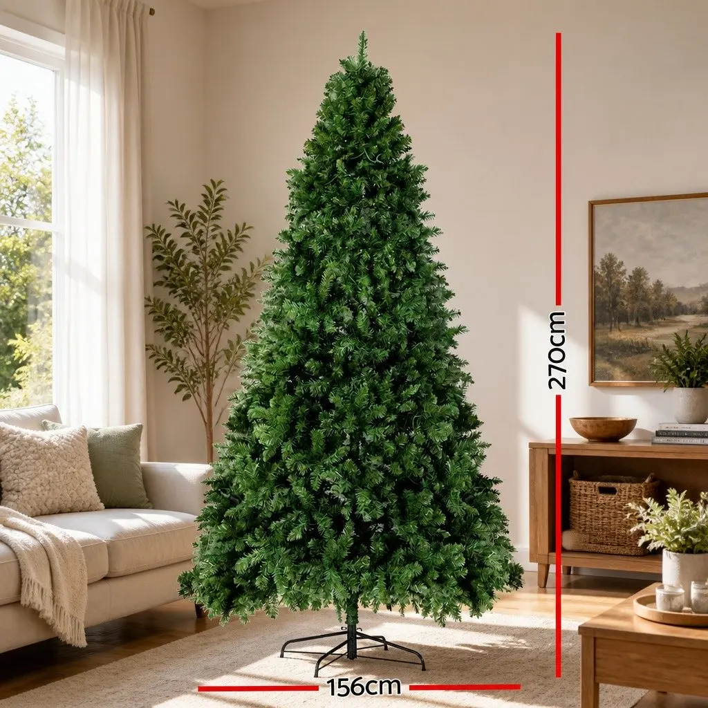 Pre-lit Christmas Tree 2.7M 9FT Green 2590 Tips Warm White LED Xmas Decorations
