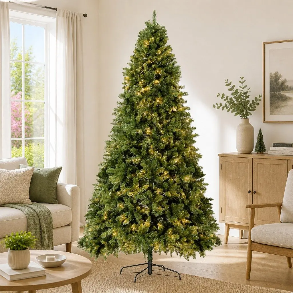 Pre-lit Christmas Tree 2.7M 9FT Green 2590 Tips Warm White LED Xmas Decorations