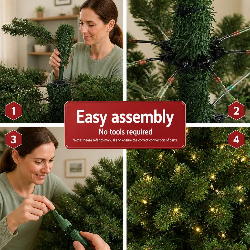Pre-lit Christmas Tree 2.7M 9FT Green 2590 Tips Warm White LED Xmas Decorations