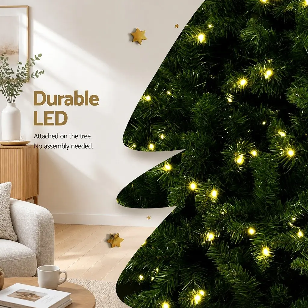Pre-lit Christmas Tree 2.7M 9FT Green 2590 Tips Warm White LED Xmas Decorations