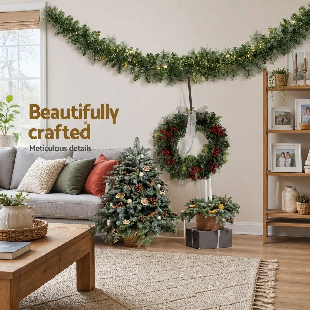 Green Prelit LED Warm Lights Christmas Garland 1.8m Indoor Outdoor Decoration