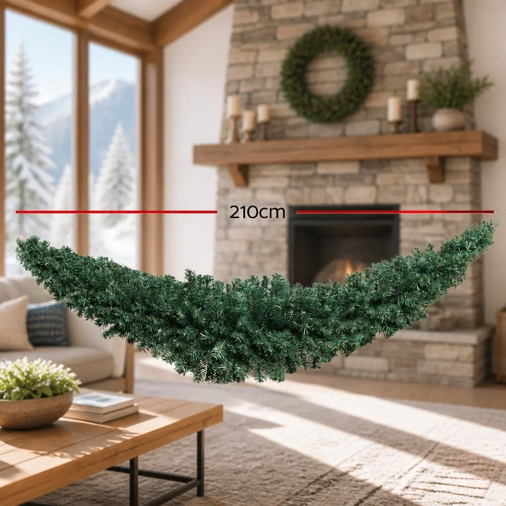 Green Christmas Garland Indoor Outdoor 2.1m