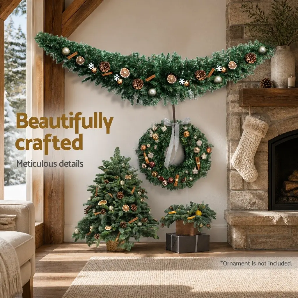 Green Christmas Garland Indoor Outdoor 2.1m