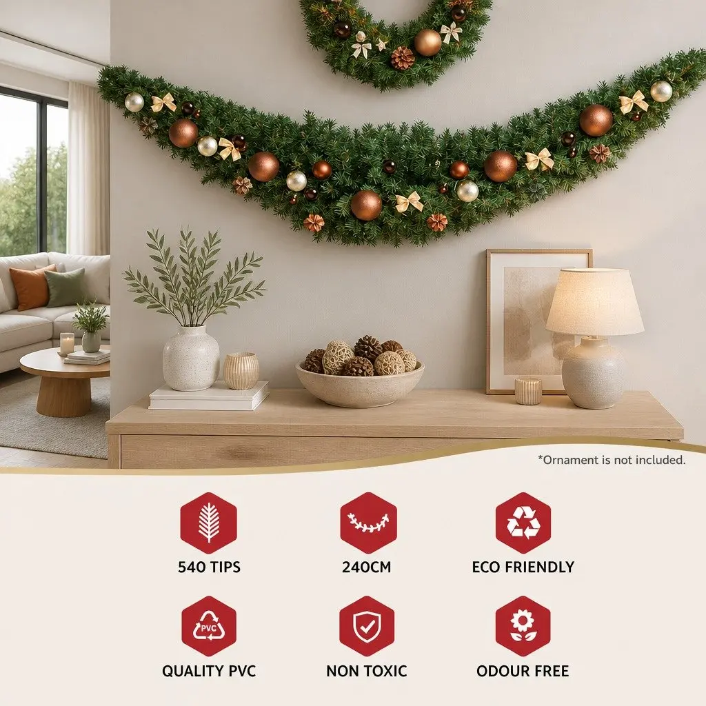 Christmas Garland Indoor Outdoor 2.4m
