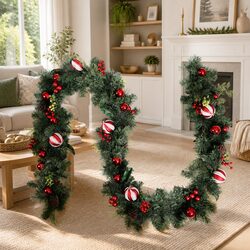 2.7m Green Christmas Garland with Artificial Decor