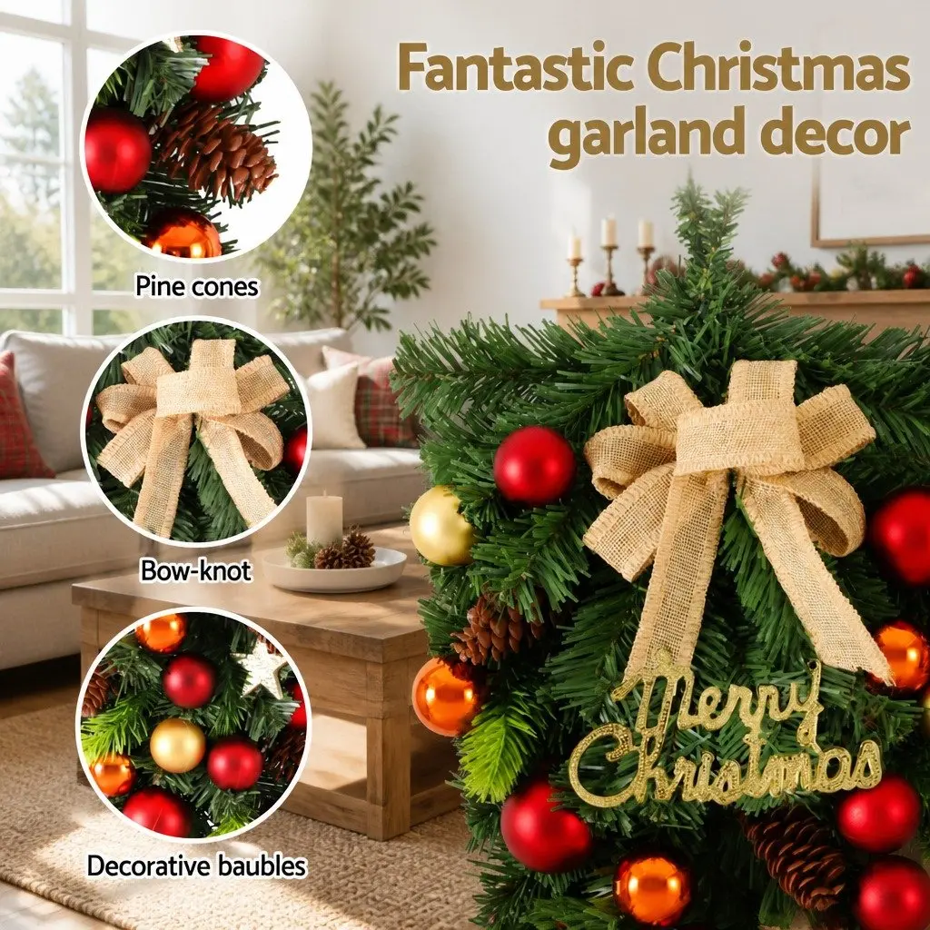 Hanging Christmas Garland Indoor Outdoor 50CM Green Decorations