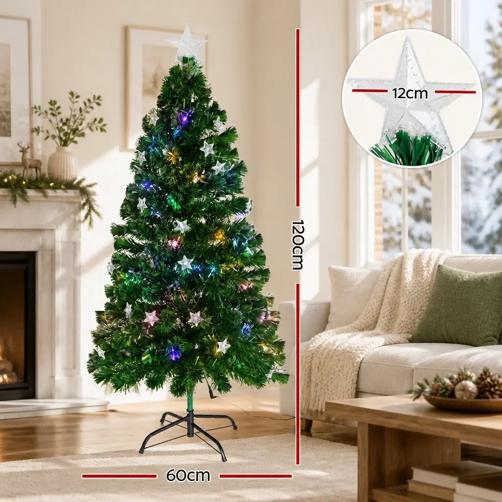 Christmas Tree 1.2m Optic Fibre LED Xmas Tree Multi Colour Pre-Lit Fibre Optic
