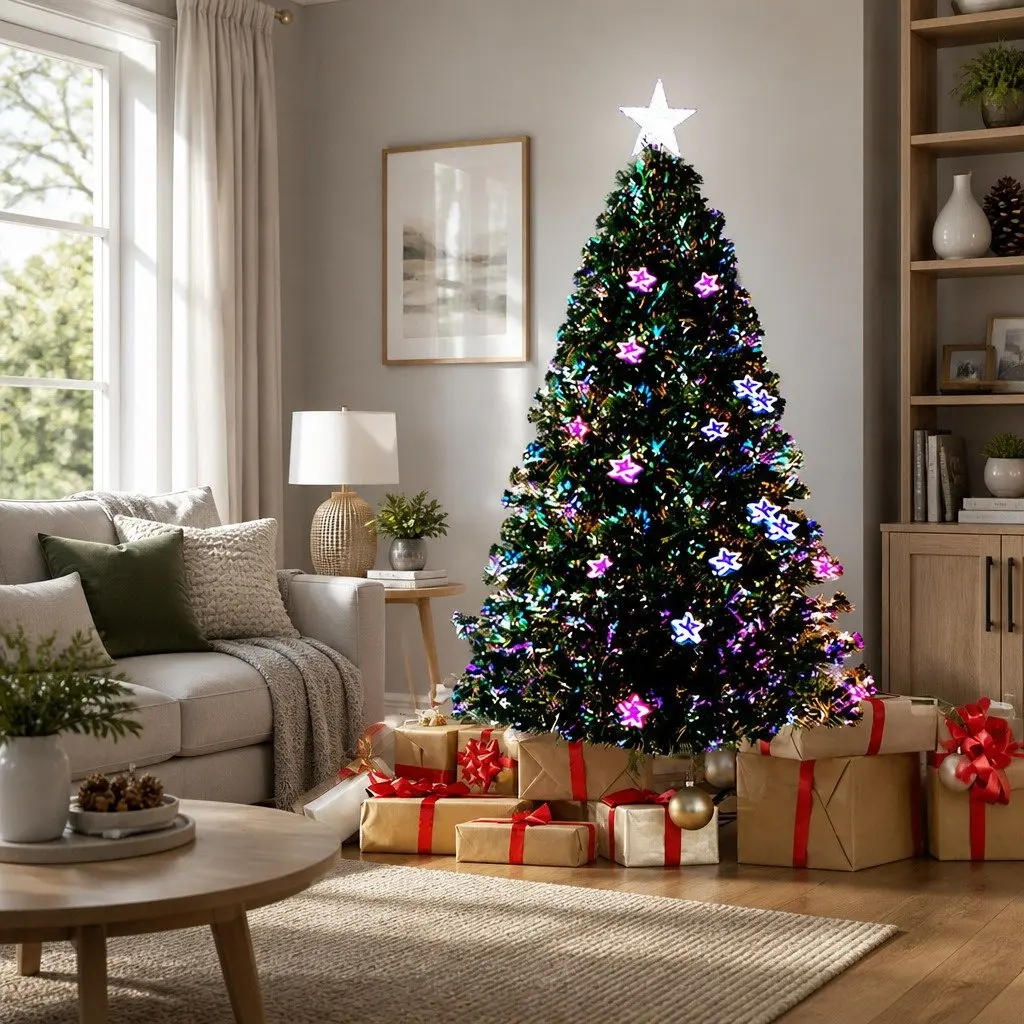 Optic Fibre Christmas Tree 1.5m LED Xmas Tree Multi Colour Pre-Lit Holiday Decor