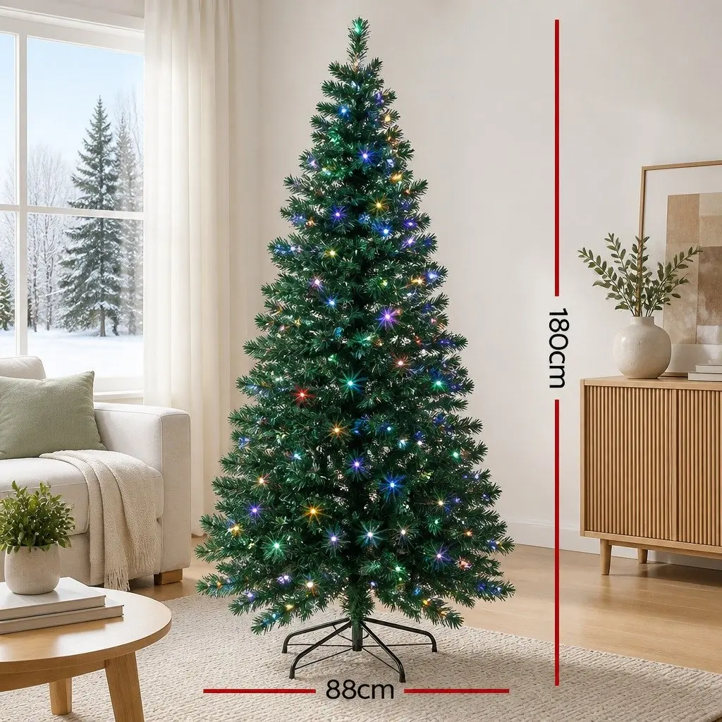 Christmas Tree 6FT Green Optic Fibre LED Multi Color Lights Decor