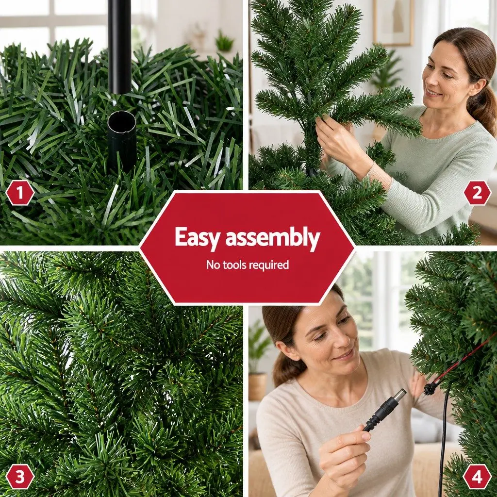 Christmas Tree 6FT Green Optic Fibre LED Multi Color Lights Decor
