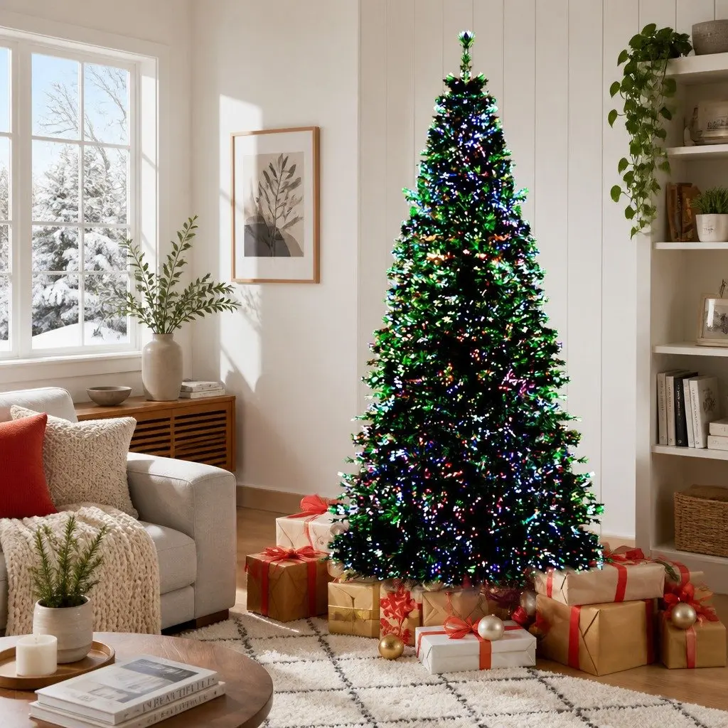Christmas Tree 6FT Green Optic Fibre LED Multi Color Lights Decor